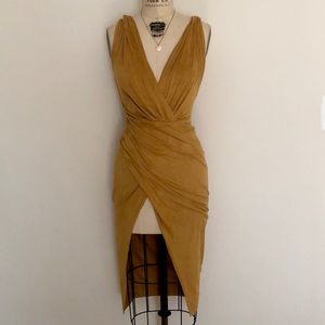 Slit front Deep V Dress